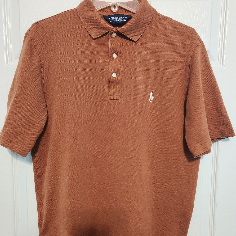 Vintage Polo Golf Ralph Lauren Men’s Polo Shirt M Orange Pima Cotton Bull Logo